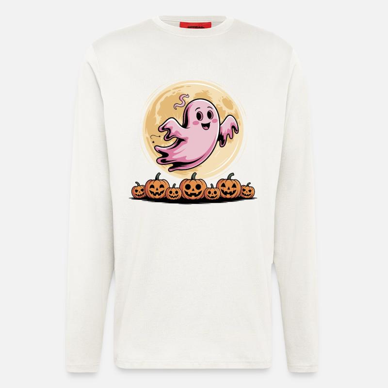 Pink Ghost Halloween Brustkrebs Bewusstsein - Langarmshirt - made by SPREAD  - OFF WHITE