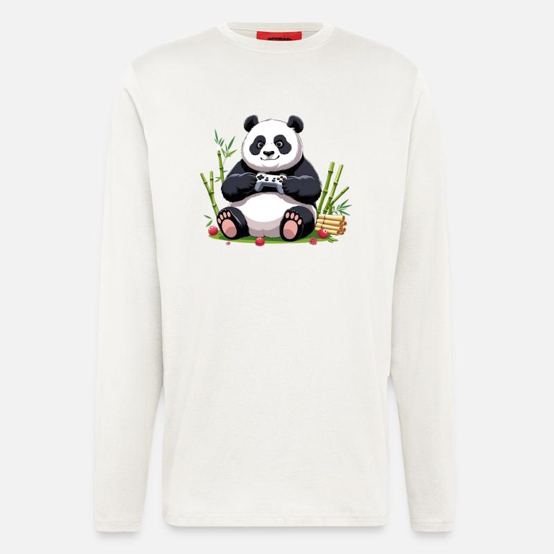 Cute Panda with Gaming Controller - Longsleeve - made by SPREAD  - OFF WHITE