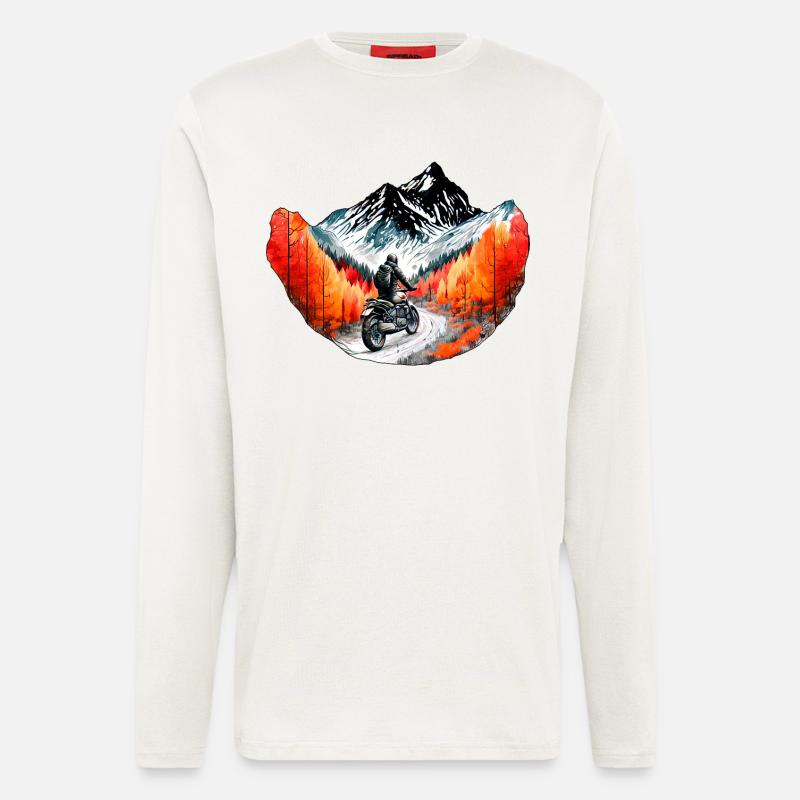 Motorradfahrer in den Bergen - Langarmshirt - made by SPREAD - OFF WHITE
