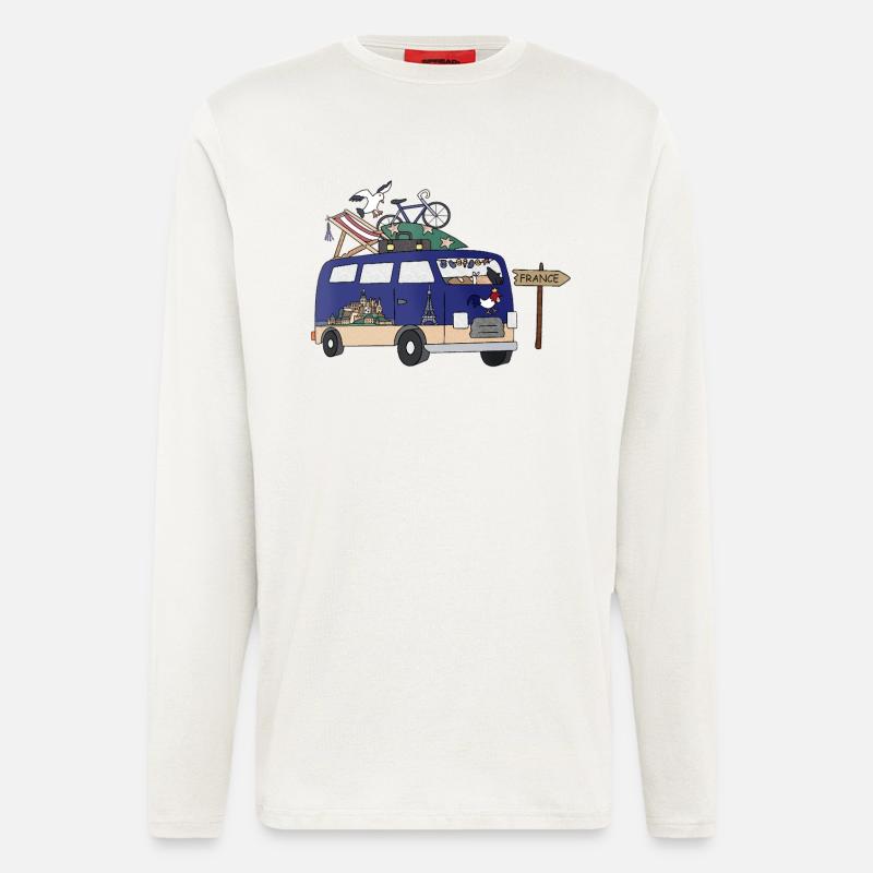Tour de Camping Camper Frankreich - Langarmshirt - made by SPREAD  - OFF WHITE