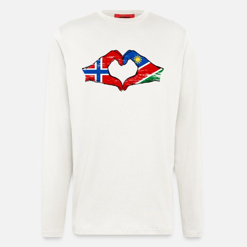 Norway Namibia Flag Heart - Longsleeve - made by SPREAD  - OFF WHITE