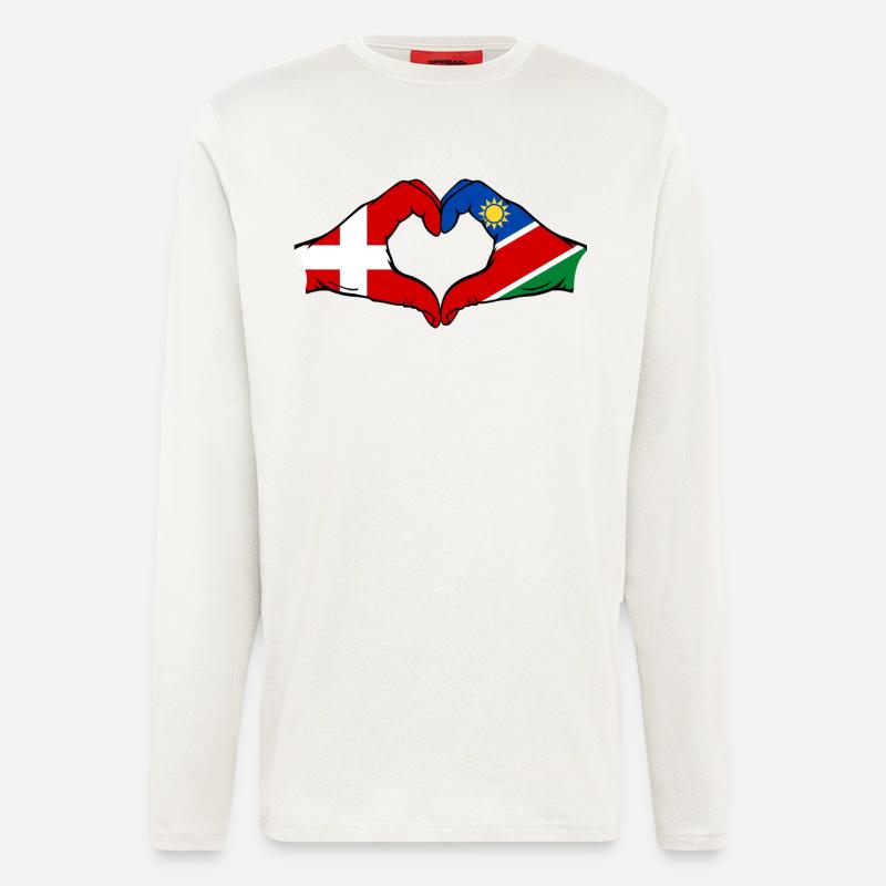Denmark Namibia Flag Heart - Longsleeve - made by SPREAD  - OFF WHITE