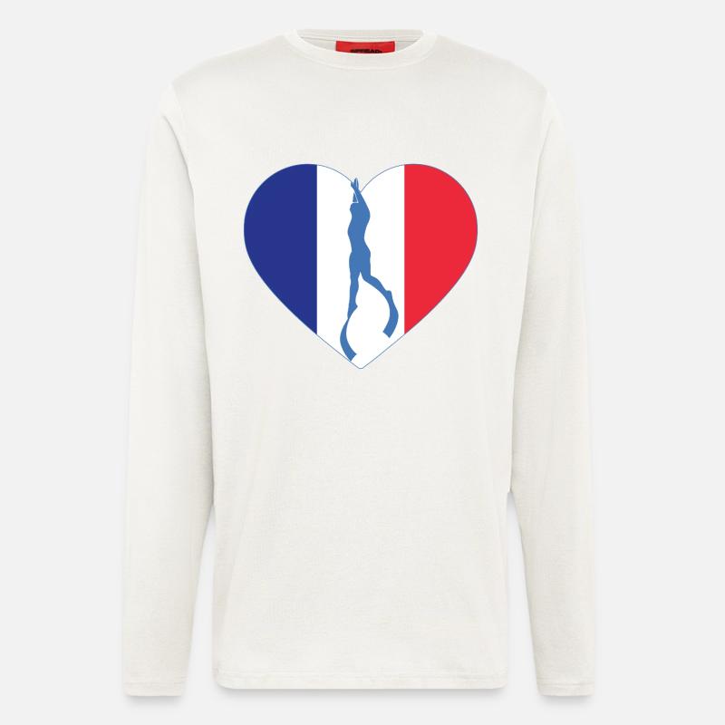 Frankreich Freitauchen Herz Flagge - Langarmshirt - made by SPREAD  - OFF WHITE