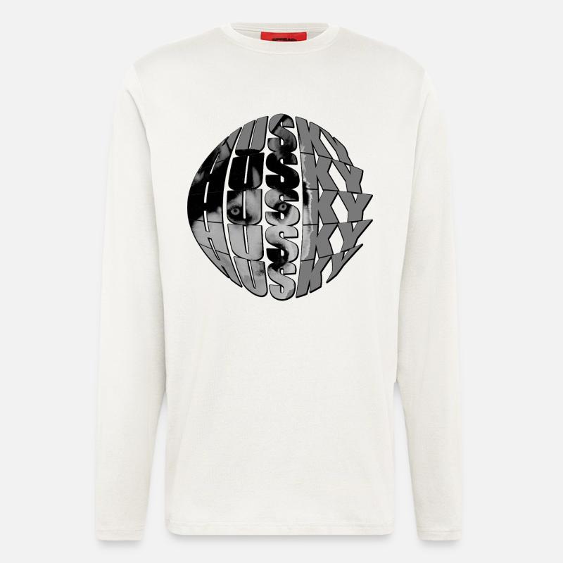 Wolf face in globe design - Longsleeve - made by SPREAD  - OFF WHITE