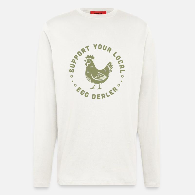 Support your local egg dealer funny chicken lover - Longsleeve - made by SPREAD - OFF WHITE