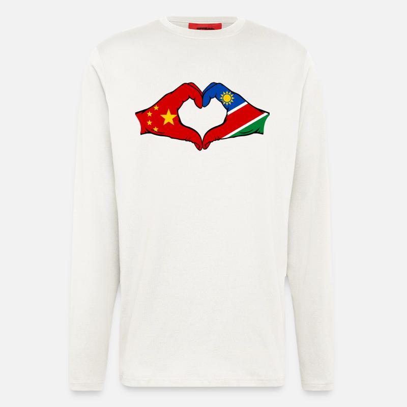 China Namibia Flag Hands Heart Shape - Longsleeve - made by SPREAD - OFF WHITE