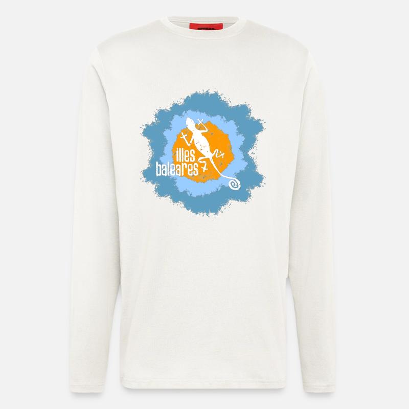 Lizard mit Inselmotiv und Textdesign - Langarmshirt - made by SPREAD  - OFF WHITE