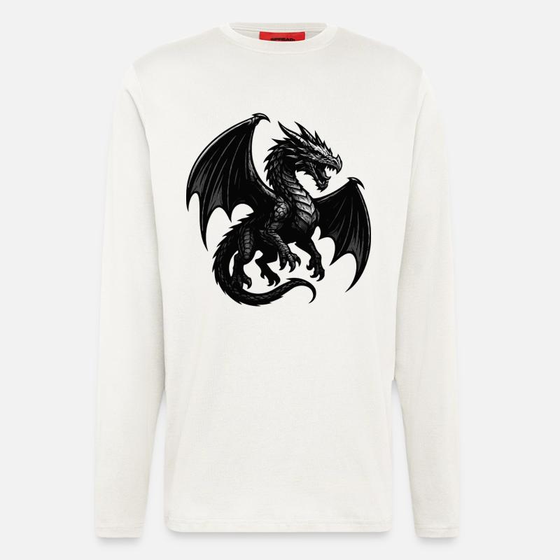 Drache im Malflug - Langarmshirt - made by SPREAD  - OFF WHITE