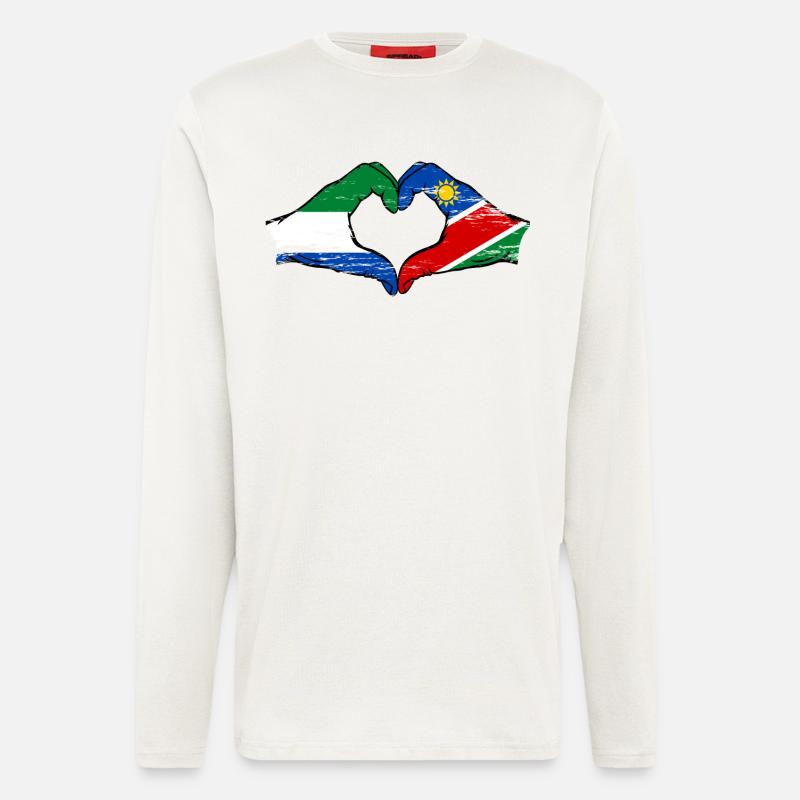 Sierra_Leone_Namibia_Flagge_Haende_Herzform_use - Longsleeve - made by SPREAD  - OFF WHITE