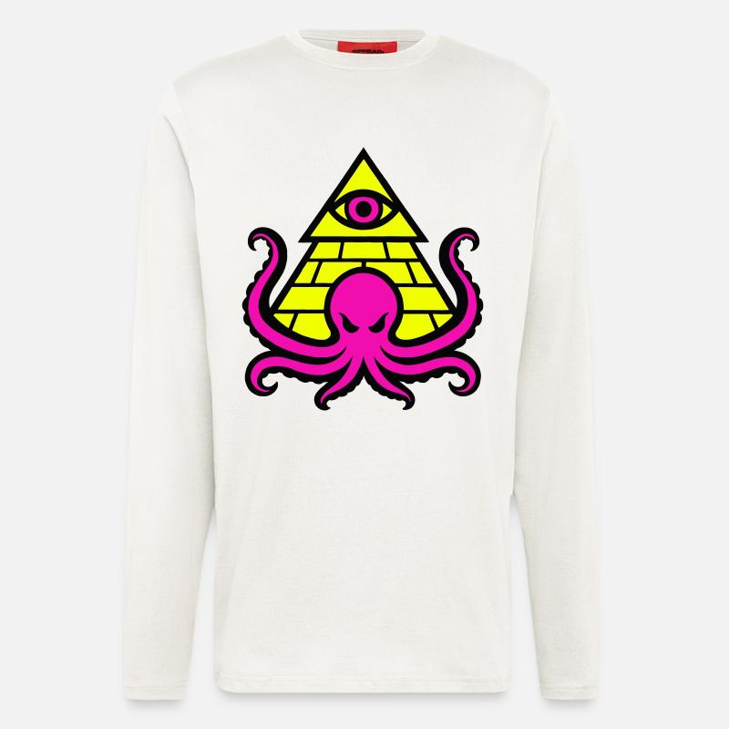 Pyramid with occult octopus and eye - Longsleeve - made by SPREAD  - OFF WHITE