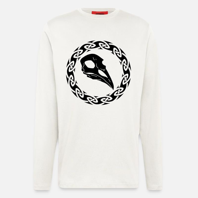 Schwarzer Wikinger Rabe Schädel - Langarmshirt - made by SPREAD  - OFF WHITE