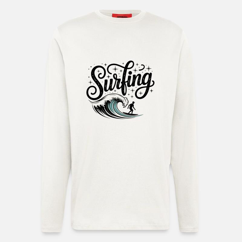 Surfen - Cooles Surfer-Logo - Langarmshirt - made by SPREAD  - OFF WHITE