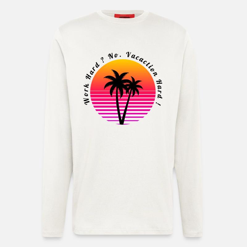 Palm Trees and Beach Sunset Retro Design - Longsleeve - made by SPREAD  - OFF WHITE