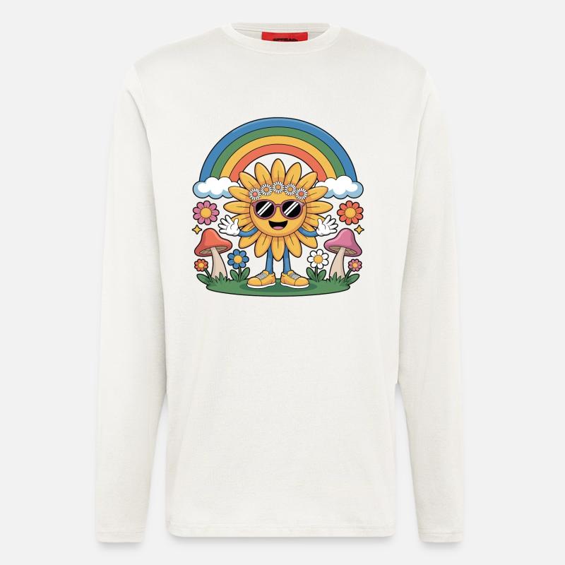 Hippie - Sonnenblume Regenbogen - Langarmshirt - made by SPREAD  - OFF WHITE