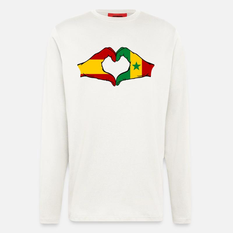 Spain Sengal Flag Hands Heart Shape - Longsleeve - made by SPREAD  - OFF WHITE