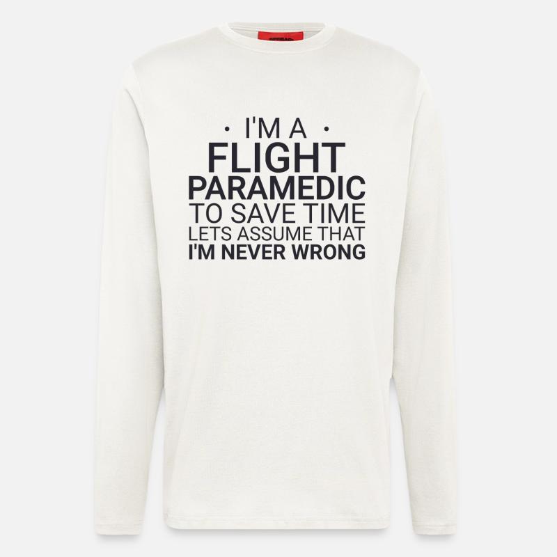 Flight Paramedic Never Wrong Luftrettung - Langarmshirt - made by SPREAD  - OFF WHITE