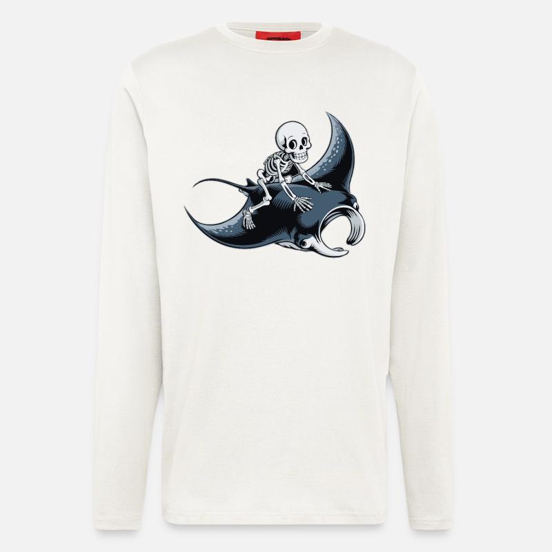 Skelett auf Mantarochen - Langarmshirt - made by SPREAD  - OFF WHITE