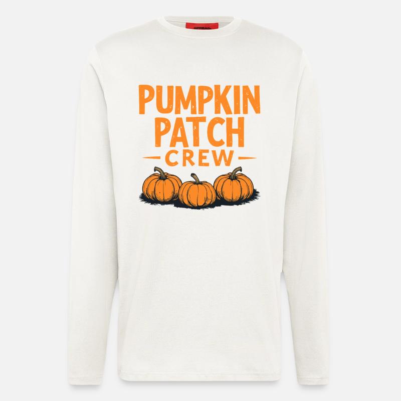 Pumpkin Patch Crew - Dicton de citrouille - Manches longues bio décontracté fabriqué en UE - OFF WHITE