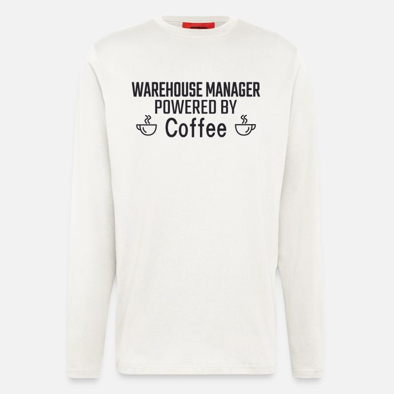 Gestionnaire d’entrepôt propulsé par le café - Manches longues bio décontracté fabriqué en UE - OFF WHITE