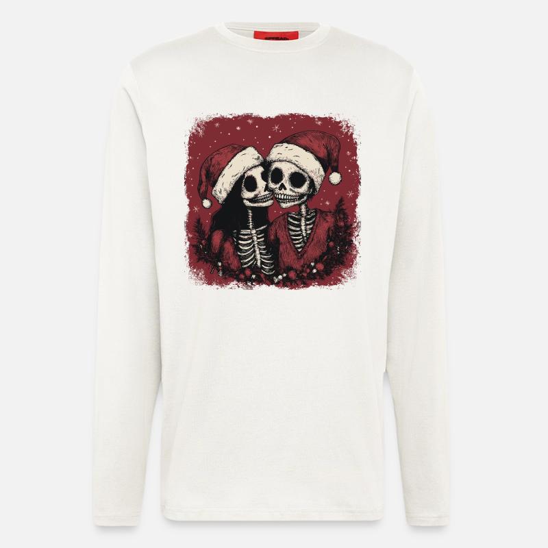 Zombie Paar feiert Weihnachten - Langarmshirt - made by SPREAD - OFF WHITE