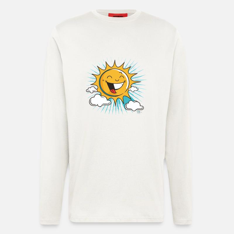Lächelnde Sonne mit Wolkenburst - Langarmshirt - made by SPREAD  - OFF WHITE