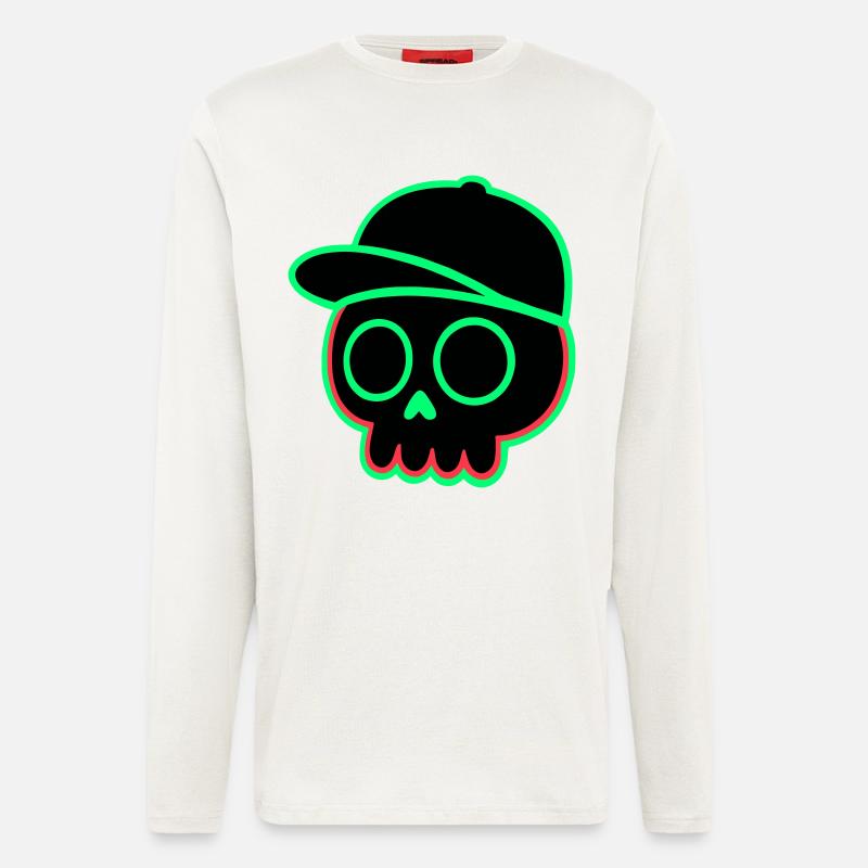 Neon Schädel Cap - Langarmshirt - made by SPREAD  - OFF WHITE