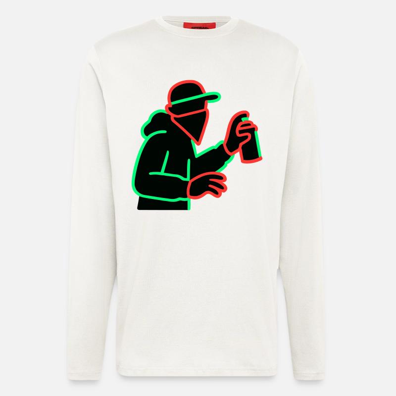 Neon Graffiti Sprayer Silhouette - Langarmshirt - made by SPREAD  - OFF WHITE