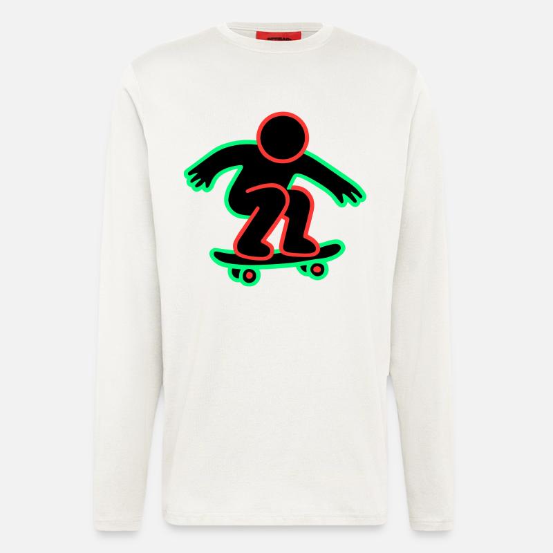 Neon Skateboarder Line Art - Longsleeve - made by SPREAD  - OFF WHITE