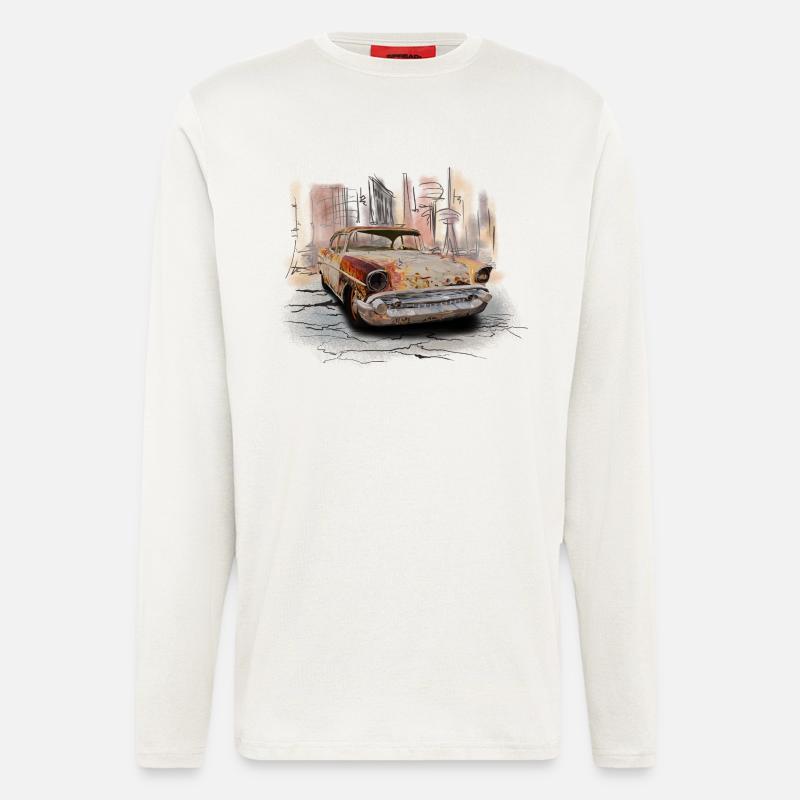 Rostiger Oldtimer Stadt Szene - Langarmshirt - made by SPREAD  - OFF WHITE