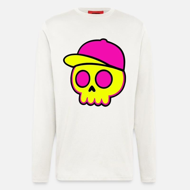 Neon Skull Cap Design - Langarmshirt - made by SPREAD  - OFF WHITE