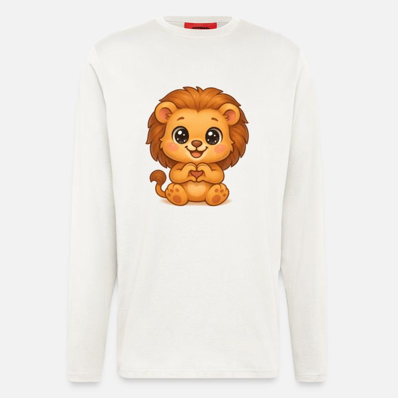Süßer Löwe mit Herzhänden - Langarmshirt - made by SPREAD  - OFF WHITE