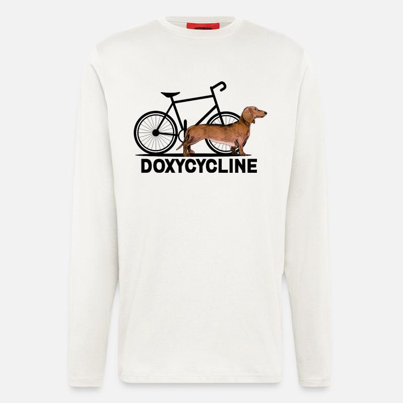 Doxycycline Grappige Teckel Cyclus - Langarmshirt - made by SPREAD  - OFF WHITE