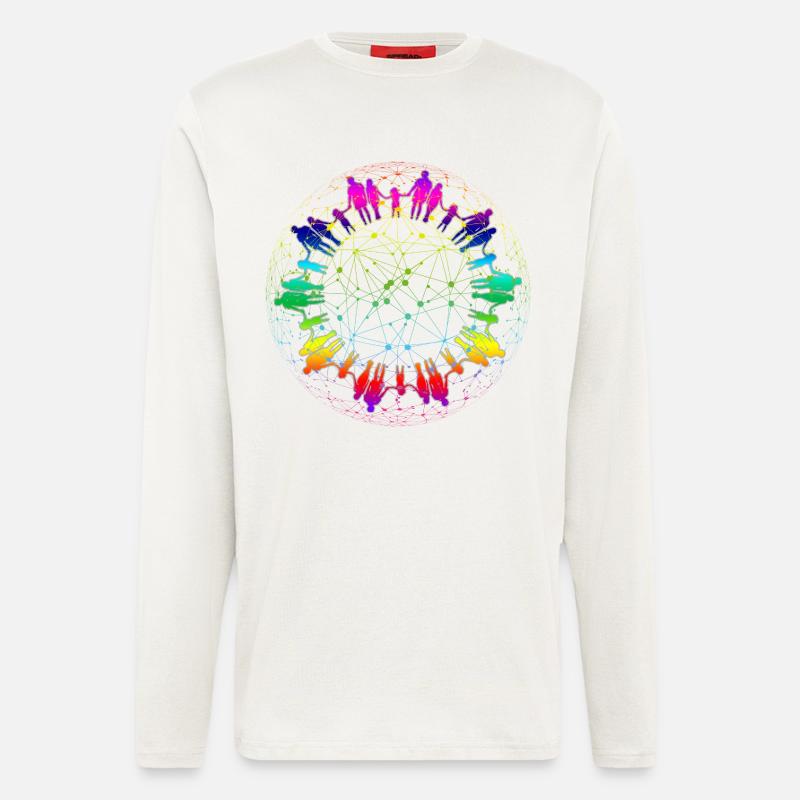 Regenbogen Netz der Gemeinschaft - Langarmshirt - made by SPREAD  - OFF WHITE