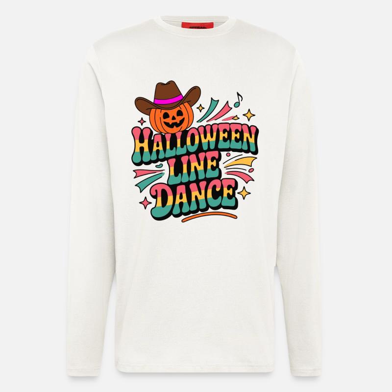 Halloween Line Dance Kürbis - Langarmshirt - made by SPREAD - OFF WHITE