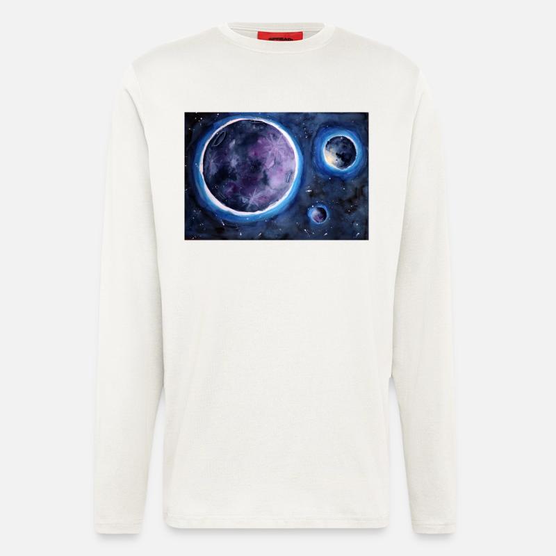Planeten in Aquarell - Langarmshirt - made by SPREAD  - OFF WHITE