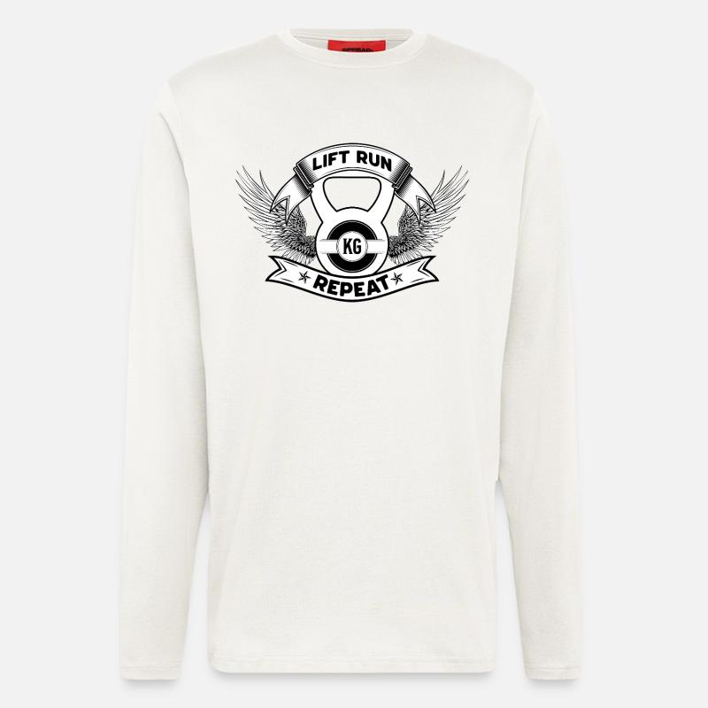 Lift Run Repeat – Kettlebell Wings Tee - Langarmshirt - made by SPREAD  - OFF WHITE