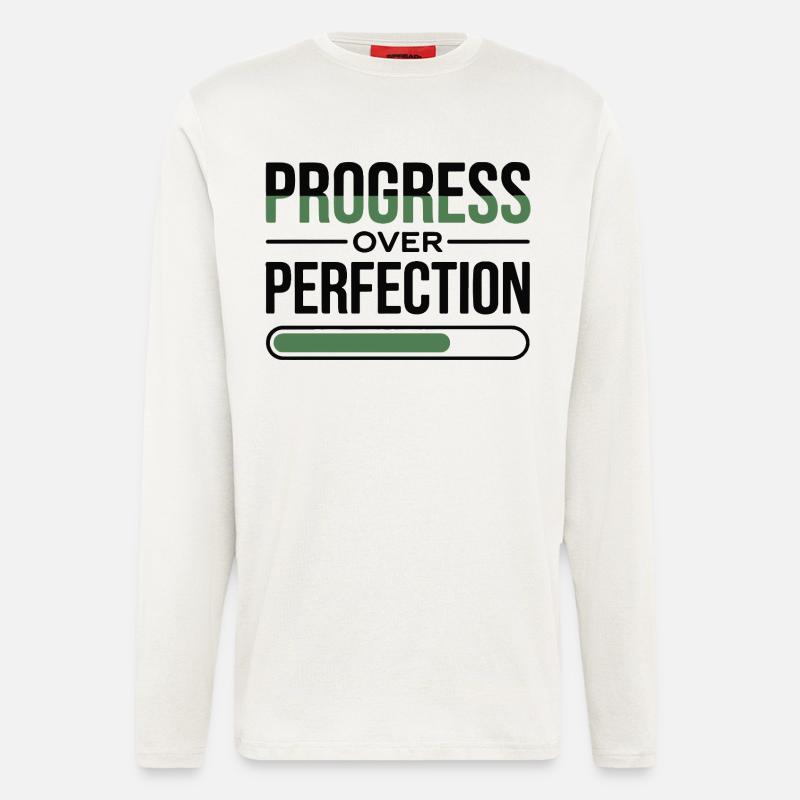 Fortschritt über Perfektion - Langarmshirt - made by SPREAD  - OFF WHITE