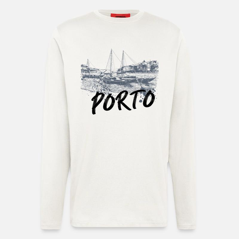 Porto Douro Einfarbige Rabelo Boote - Langarmshirt - made by SPREAD  - OFF WHITE