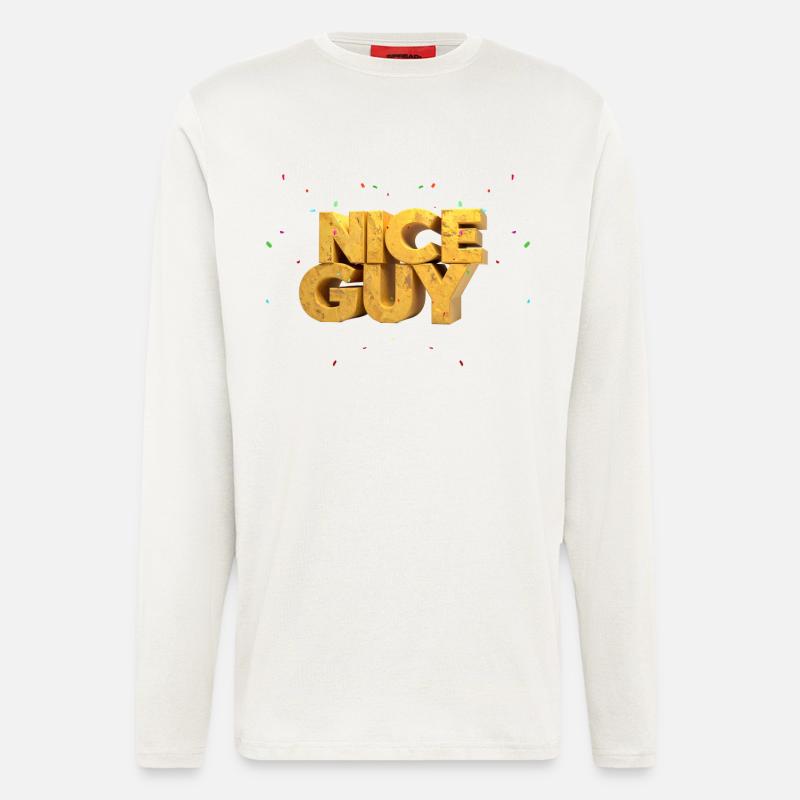 Nice Guy – Monumentale Sandstein-Buchstaben & Konf - Langarmshirt - made by SPREAD  - OFF WHITE