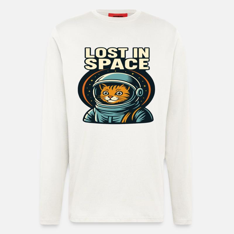 Perdu dans l’espace Katzen Astronaut Design - Manches longues bio décontracté fabriqué en UE - OFF WHITE