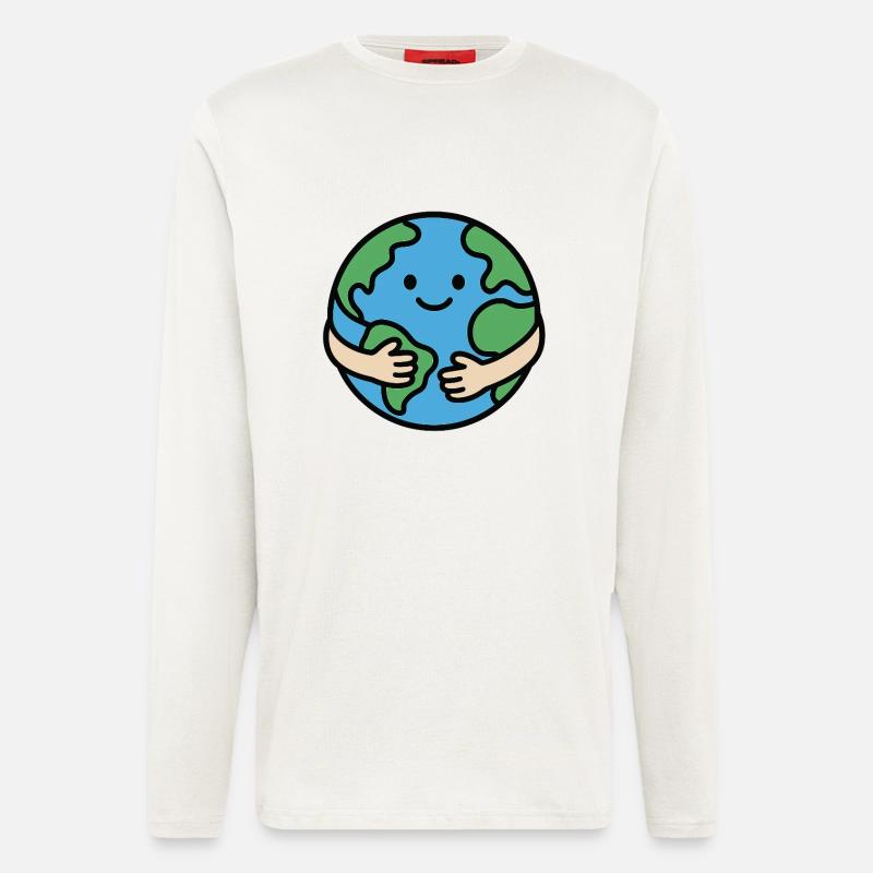 Liebe deine Erde Cartoon Planet - Langarmshirt - made by SPREAD  - OFF WHITE