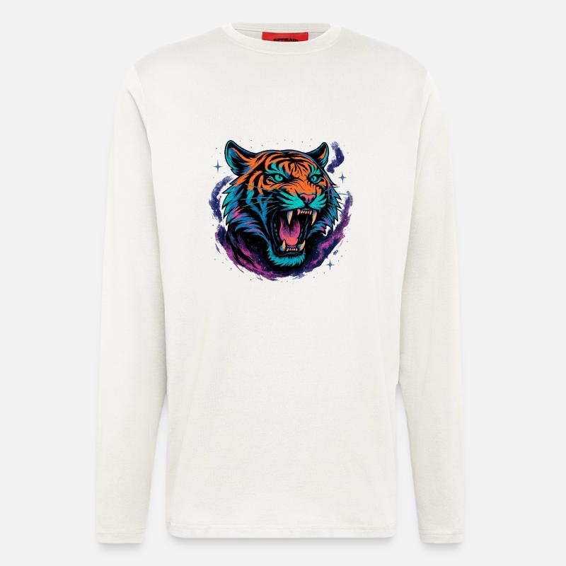 Neon Tiger Rage Galaxy Design - Langarmshirt - made by SPREAD  - OFF WHITE