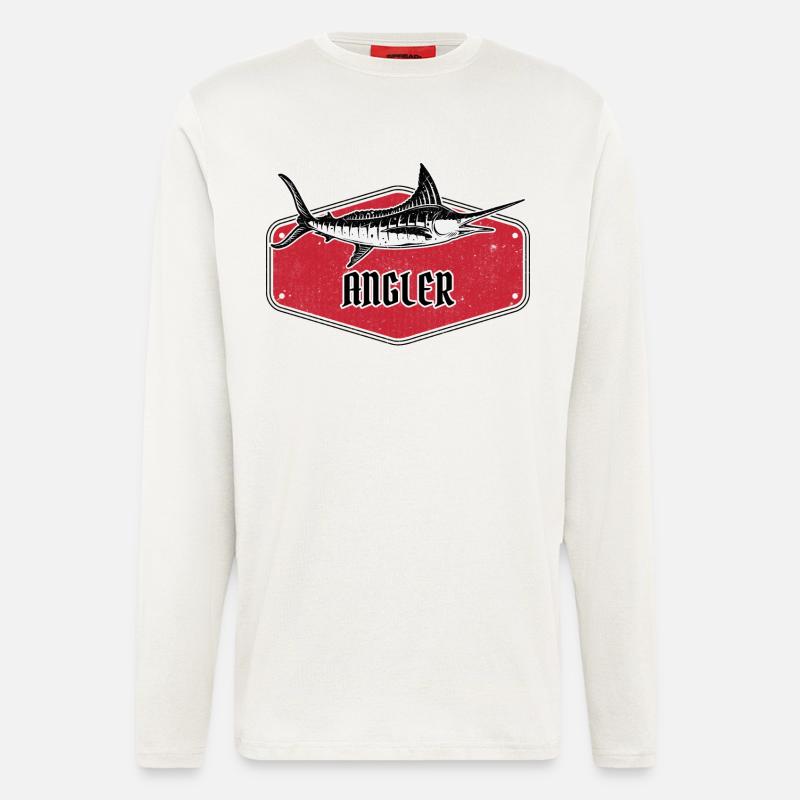 Angler Fish USA Design Rot - Langarmshirt - made by SPREAD - OFF WHITE