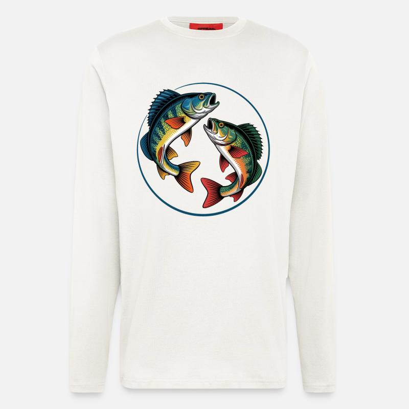 Zwei springende Barsche - Langarmshirt - made by SPREAD  - OFF WHITE