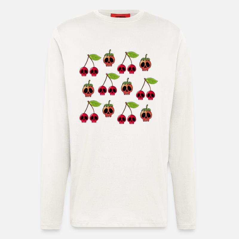 Kirsch- und Erdbeerschädel - Langarmshirt - made by SPREAD  - OFF WHITE