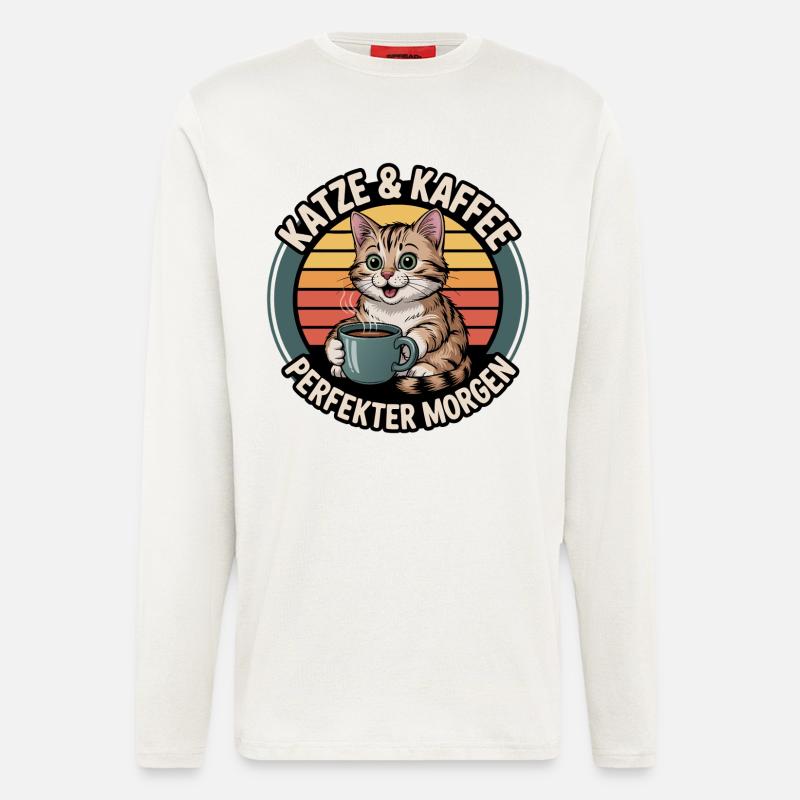 Katze & Kaffee Perfekter Morgen - Langarmshirt - made by SPREAD  - OFF WHITE