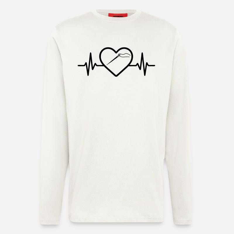 Sewing Spool Needle Scissors Heart - Longsleeve - made by SPREAD  - OFF WHITE