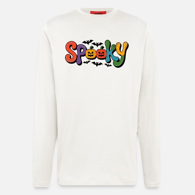 Spooky font with pumpkin faces - Longsleeve - made by SPREAD  - OFF WHITE