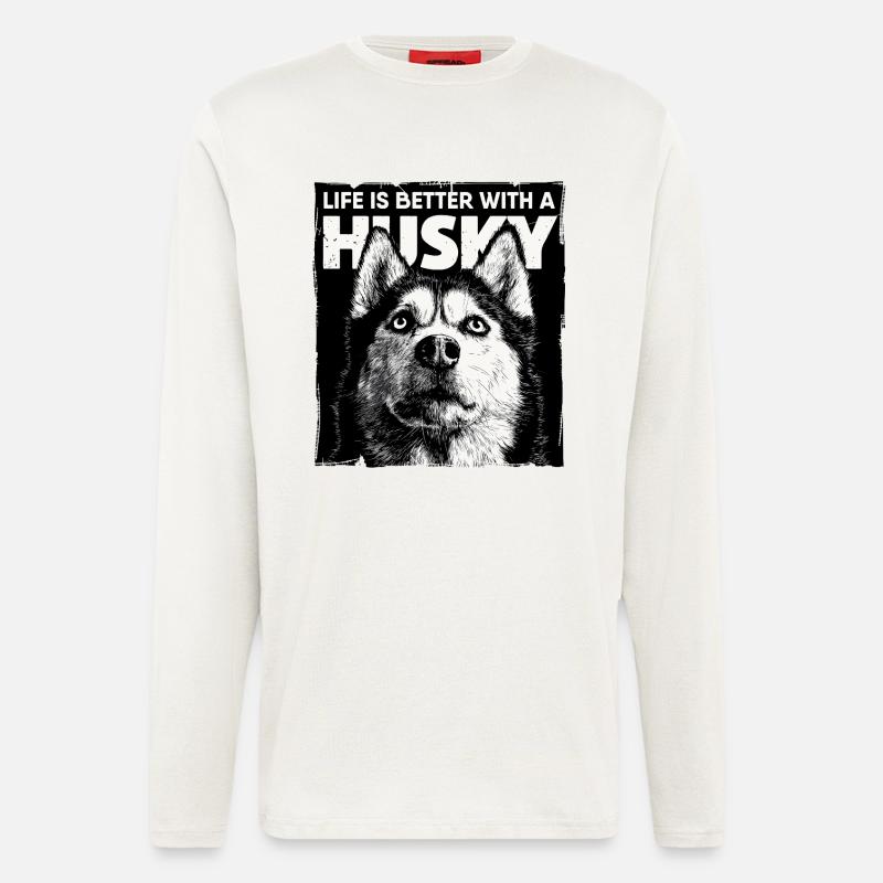 Life is better with a Husky - Langarmshirt - made by SPREAD  - OFF WHITE