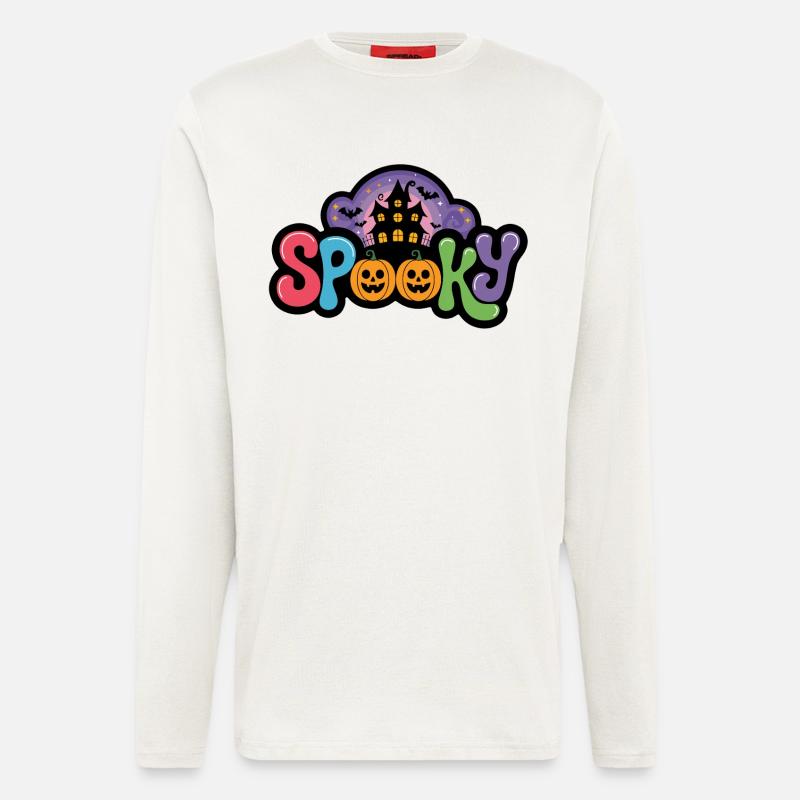 Spooky Halloween Haus Illustration - Langarmshirt - made by SPREAD  - OFF WHITE